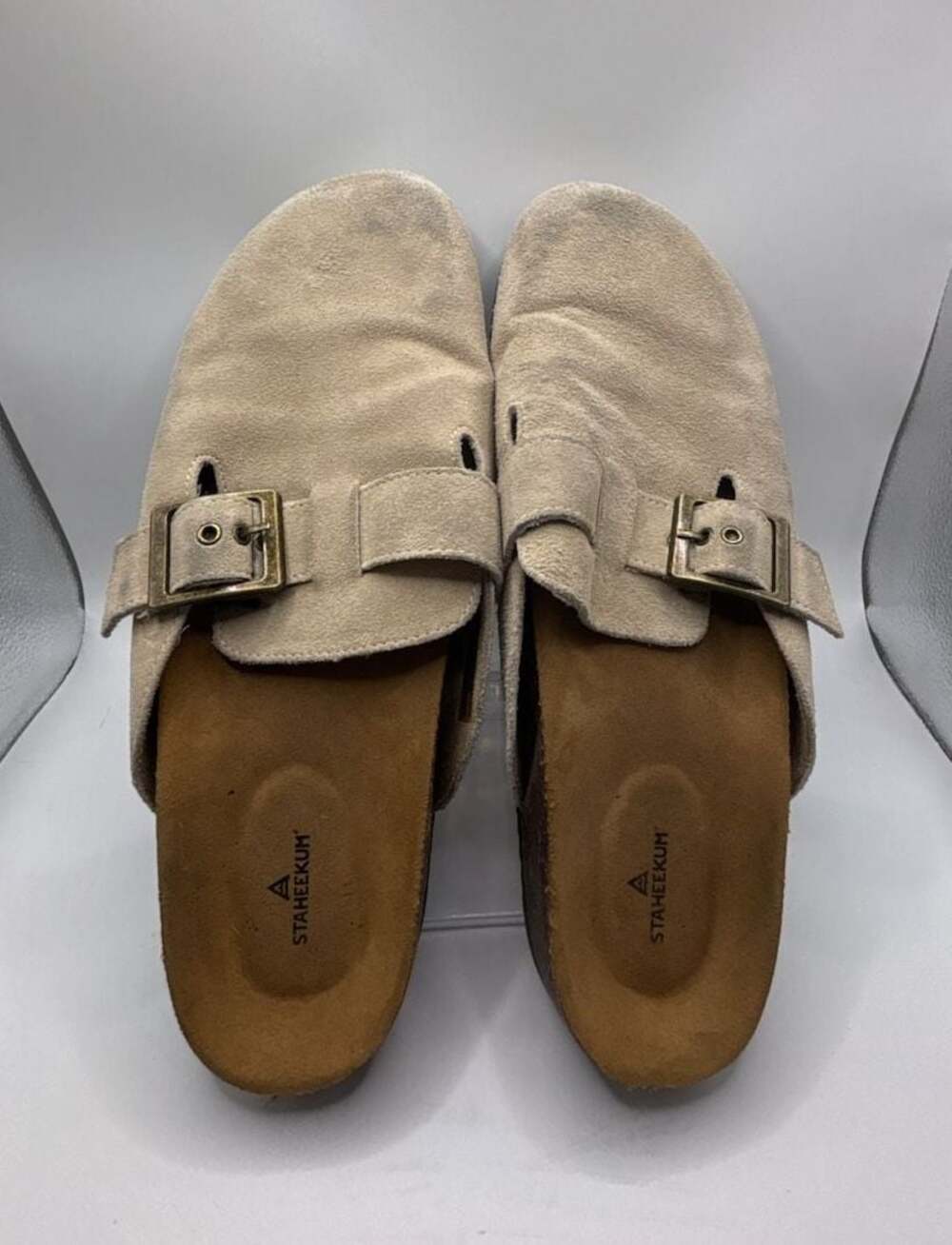 Staheekum Women's Suede Buckle Clog Mules Size 10